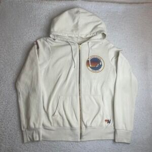 Aviator Nation unisex full zip hoodie sleeve hit cream streetwear USA made xl